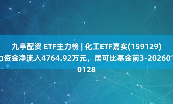 九亭配资 ETF主力榜 | 化工ETF嘉实(159129)主力资金净流入4764.92万元，居可比基金前3-20260128